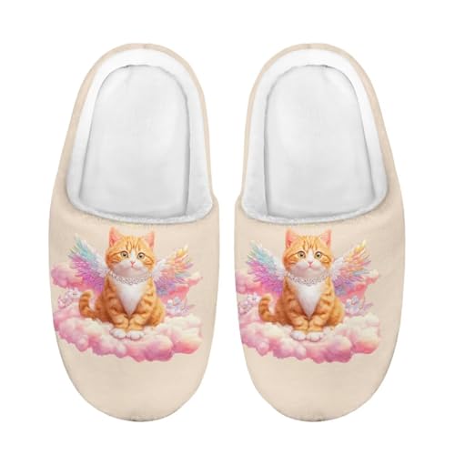 ZUXONGSY Katzenengel Winter Baumwolle Hausschuhe Kinder Kuschelige Slipper Rutschfest Atmungsaktive Loafer für Mädchen drinnen und draußen von ZUXONGSY