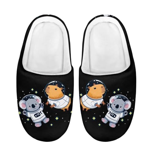 ZUXONGSY Kleine Mäuse und Kapibara-Astronauten Winter Baumwolle Hausschuhe Kinder Kuschelige Pantoffeln Leicht Atmungsaktive Hüttenschuhe Unisex Drinnen und Draußen von ZUXONGSY