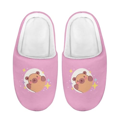 ZUXONGSY Kleines Kapibara-Motiv Winter Baumwolle Hausschuhe Mädchen Kinder Plüsch Bequeme House Slippers Atmungsaktive Puschen drinnen und draußen Unisex von ZUXONGSY