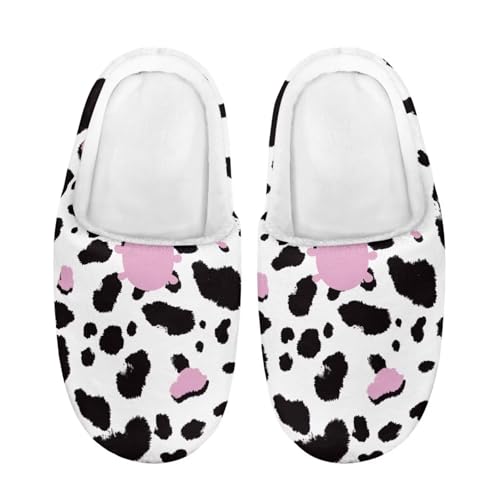 ZUXONGSY Kuhfleckmuster Warme Mädchen Hausschuhe Stilvolle House Slippers Atmungsaktive Gemütlich Pantoffeln Flauschig Niedliche Loafer für zu Hause winter von ZUXONGSY