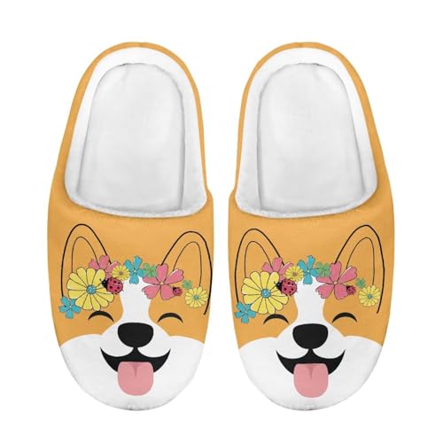 ZUXONGSY Lächelndes Hündchen Rutschfester Kinder-Hausschuh Stilvolle Hüttenschuhe Atmungsaktive Slipper Jungen Geschenk als stylisches Geschenk Winter von ZUXONGSY
