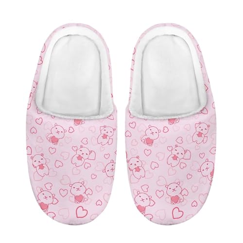 ZUXONGSY Liebesbär Weiche Slippers Kinder Mädchen Kuschelige Flauschig House Shoes Trendiger Hüttenschuhe für den Innenbereich Schlafzimmer Waschbare von ZUXONGSY