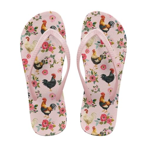 ZUXONGSY Lightweight Summer Slippers for Flower Slippers Ladies Summer,With Memory Foam Rooster Platform Flip Flops Waterproof for Swimming Pool 36EU von ZUXONGSY