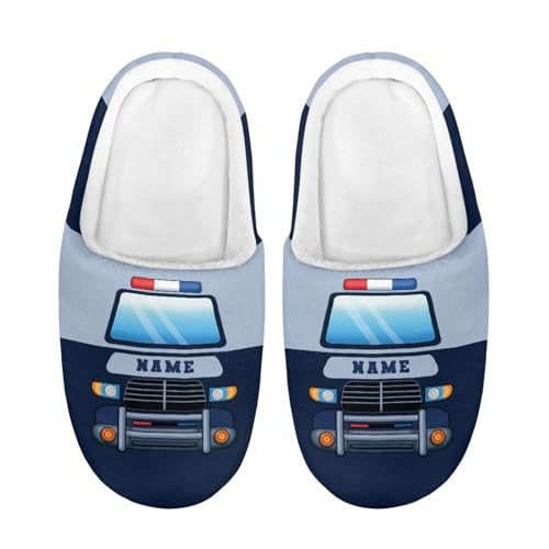 ZUXONGSY Polizeipattern Warme Jungen Hausschuhe Weiche Bequeme Atmungsaktive Leicht Slippers fürs Schlafzimmer Warme rutschfeste Sohle Waschbare von ZUXONGSY
