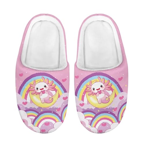 ZUXONGSY Regenbogen und Salamander Hausschuhe Mädchen Trendiger Hausschlappen Weicher Atmungsaktive Slipper für zu Hause Mit Rutschfest Sohle Mit geschlossener spitze von ZUXONGSY