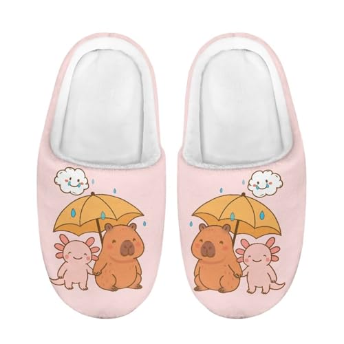ZUXONGSY Salamander und Kapibara Weiche Slippers Kinder Mädchen Kuschelige Flauschig Schlapfen Trendiger Hüttenschuhe für den Innenbereich Schlafzimmer Waschbare von ZUXONGSY