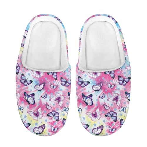 ZUXONGSY Schmetterling Warme Plüsch Pantoffeln Mädchen Kuschelige Slipper Schlapfen Atmungsaktive Hüttenschuhe drinnen und draußen von ZUXONGSY
