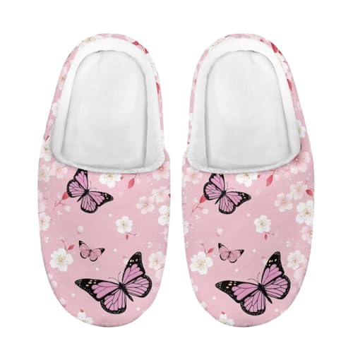 ZUXONGSY Schmetterlinge und Blumen Weiche Slippers Kinder Mädchen Kuschelige Flauschig Schlapfen Trendiger Hüttenschuhe für den Innenbereich Schlafzimmer Waschbare von ZUXONGSY
