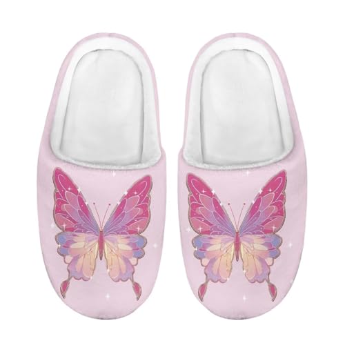 ZUXONGSY Schmetterlingsmuster Hausschuhe Mädchen Trendiger Hausschlappen Weicher Leicht Slipper für zu Hause Mit Rutschfest Sohle Mit geschlossener spitze von ZUXONGSY