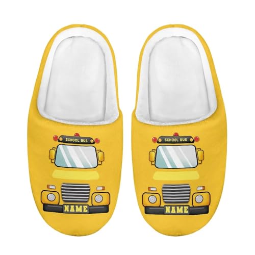 ZUXONGSY Schulbusmuster Rutschfest Indoor Pantoffeln Kuschelige Hausschlappen Flauschig Puschen Flauschig Weicher Hüttenschuhe als Stylisches Geschenk von ZUXONGSY