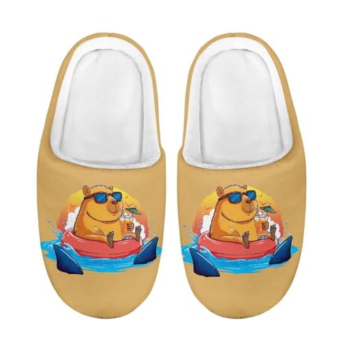 ZUXONGSY Urlaubende Kapibaras Warme Jungen Hausschuhe Weiche Bequeme Atmungsaktive Leicht Slippers fürs Schlafzimmer Warme rutschfeste Sohle Waschbare von ZUXONGSY