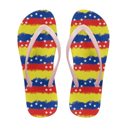 ZUXONGSY Venezuela Stripe Flip Flops für Slipper Damen Sommer Easy on Walk Platform Flip Flops für Strand,Anti Slip Sole Platform Sandals,35EU von ZUXONGSY