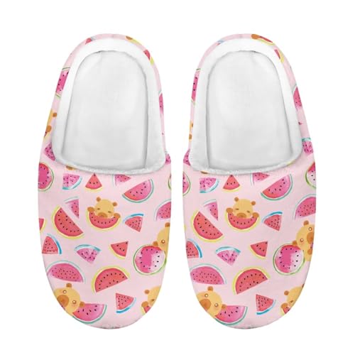 ZUXONGSY Wassermelonen und Kapibaras Warme Plüsch Pantoffeln Mädchen Atmungsaktive Leicht Loafer Nette Bequeme Slipper Drinnen und Draußen Waschbare von ZUXONGSY