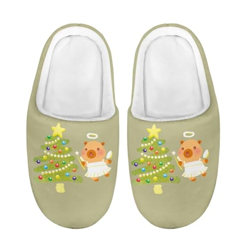 ZUXONGSY Weihnachtsbaum und Kapibara Rutschfest Indoor Pantoffeln Jungen Flauschig Slipper Kuschelige Schuhe Waschbare Hüttenschuhe als stylisches Geschenk von ZUXONGSY