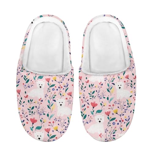 ZUXONGSY Weißer Hund Warme Plüsch Pantoffeln Mädchen Kuschelige Slipper Weicher Schlapfen Atmungsaktive Leicht Hüttenschuhe drinnen und draußen von ZUXONGSY