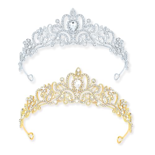 Krone Diadem Tiara,Krone Damen Kristall Strass Diadem Hochzeit Krone Geburtstag Mädchen Crown Prinzessin Krone für Birthday Girl Geburtstagskrone Erwachsene Abschlussball Festzug Brautkrone von ZUYIST