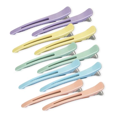 ZUYIST 10 Stück Bunt Haarklammer Friseur, No Trace Haarklammern Friseurbedarf, Rutschfeste Haarclips Damen mit Silikonband, Verdickte Abteilklammern Friseur Klammern zum Stylen Schneiden von ZUYIST