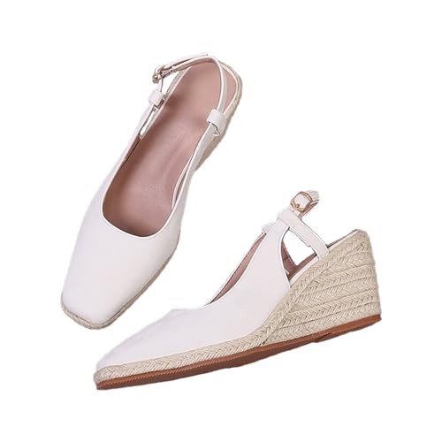 ZUYIYIA Damen Quadratische Geschlossene Zehe Espadrille Keilsandalen Sommer Outdoor Verstellbare Schnalle Bequem Slip On Slingback Sandalen, Weiss/opulenter Garten, 41 EU ZUYIYIA Damen Quadratische Geschlossene Zehe Espadrille Keilsandalen Sommer Outdoor Verstellbare Schnalle Bequem Slip On Slingback Sandalen, Weiss/opulenter Garten, 41 EU von ZUYIYIA