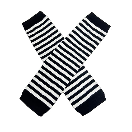 ZUYPSK 1 Paar Damen gestrickt Fingerlose Handschuhe Armstulpen Warme Verlängerte Handschuhe gestreift Ellenbogen Fäustlinge Winter für Outfit Clubwear Party Kostüm Zubehör (Schwarz weiß) von ZUYPSK