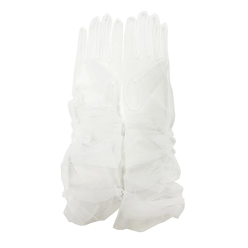 ZUYPSK Braut Vollfinger Lange Handschuhe Hochzeit Arm Stulpen Brautstulpen aus Transparent Tüll Ball Accessoires elegante Party Cocktail (Weiß, Einheitsgröße) von ZUYPSK