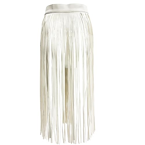 ZUYPSK Damen Flapper Rock Leder Gürtel Quaste Röcke Kunstleder Hip-Hop Punk Gurt für Rock Kleid Fasching Party Kostüm (M, Weiß) von ZUYPSK