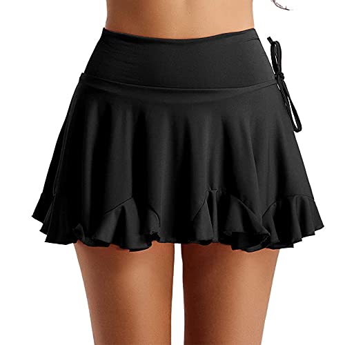 ZUYPSK Damen Lateinischer Tanzrock Ballsaal Salsa Rumba Trainingskleid Skater Kostüm Tanzkleidung (Größe M, Schwarz) von ZUYPSK