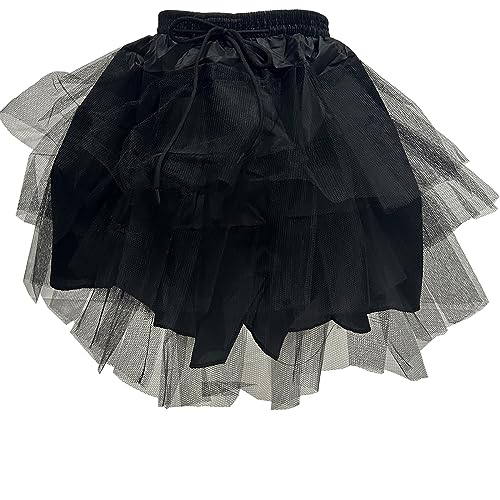 ZUYPSK Damen Mädchen Vintage Retro Petticoat Reifrock Unterrock Kinder Rockabilly Netz Crinoline Röcke Swing Kleid (Schwarz) von ZUYPSK