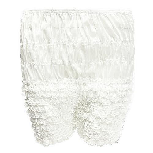 ZUYPSK Damen Unterhose langes Bein Schlüpfer Slip mit Rüschen Spitze Frauen Sicherheits Shorts Unterwäsche Leggings Kurz Hose Shorts Tanzen Yoga (Weiß, M) von ZUYPSK