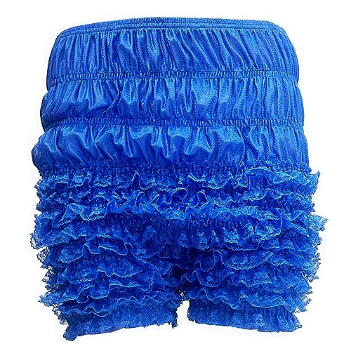 ZUYPSK Damen Unterhose langes Bein Schlüpfer Slip mit Rüschen Spitze Frauen Sicherheits Shorts Unterwäsche Leggings Kurz Hose Yoga Tanzen (Blau, L) von ZUYPSK