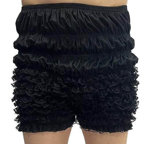 ZUYPSK Damen Unterhose langes Bein Schlüpfer Slip mit Rüschen Spitze Frauen Sicherheits Shorts Unterwäsche Leggings Kurz Hose Yoga Tanzen (Schwarz, L) von ZUYPSK