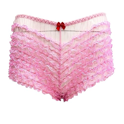 ZUYPSK Damen Unterwäsche Rüschen Spitzen Slip Unterhosen Sicherheits Schlüpfer Shorts Unterrock kurz Hose Hipster Unterhose (DE/NL/SE/PL, Alphanumerisch, Einheitsgröße, Regular, Regular, Rosa) von ZUYPSK