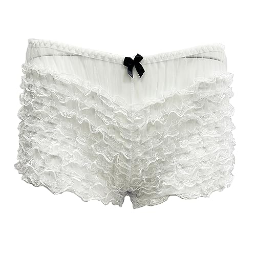 ZUYPSK Damen Unterwäsche Rüschen Spitzen Slip Unterhosen Sicherheits Schlüpfer Shorts Unterrock kurz Hose Hipster Unterhose (DE/NL/SE/PL, Alphanumerisch, Einheitsgröße, Regular, Regular, Weiß) von ZUYPSK