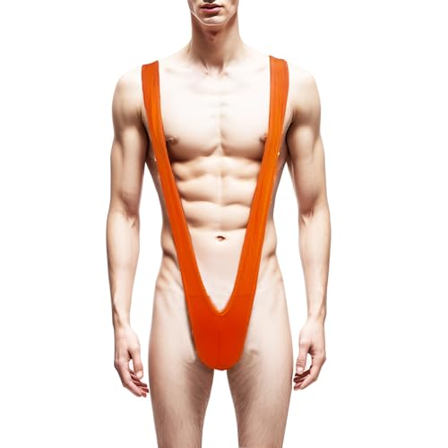 ZUYPSK Herren Mankini Thong C-String Micro Unterwäsche Badeanzug Strand Schwimmen Kostüm Stretch Männer Body Overall Party-Kostüm (Orange, Einheitsgröße) von ZUYPSK