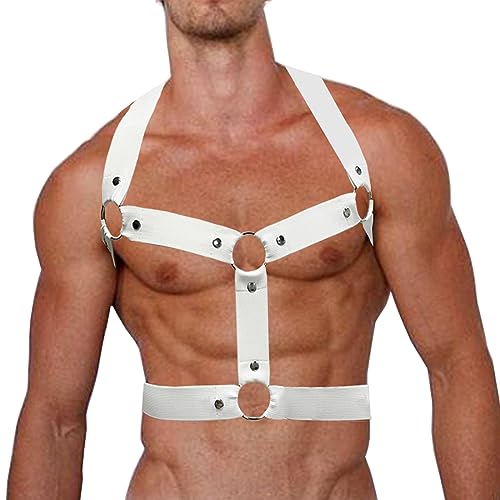 ZUYPSK Männer Brust Harness Body Stretch Harness Nylon Geschirr Dessous Clubwear Herren erotik Unterwäsche (ZVZ-weiß) von ZUYPSK