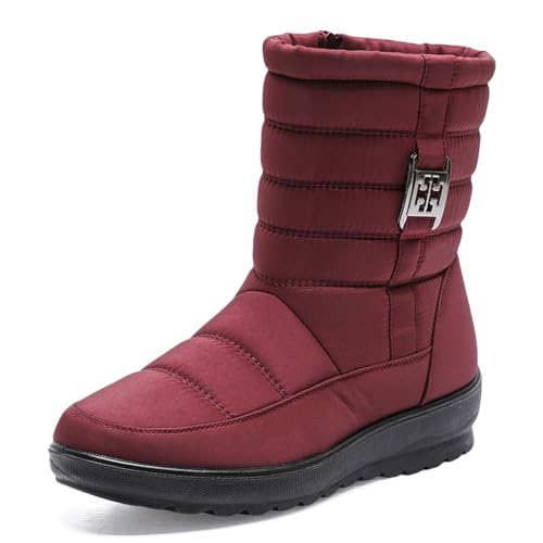 ZVJV Damen Winterstiefel Wasserdicht Warm Gefütterte Schneestiefel Winterschuhe Leicht Wanderschuhe Trekkingschuhe Rutschfest Stiefel Outdoor Boots von ZVJV