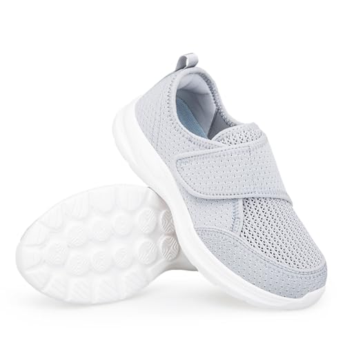 ZVJV Diabetiker Schuhe Damen Herren mit Klettverschluss Extra Weit Orthopädisches Hausschuhe Atmungsaktiv Freizeitschuhe Bequem Plantarfasziitis Laufschuhe von ZVJV