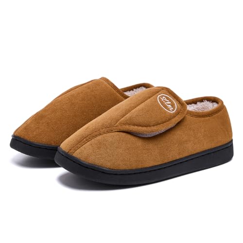 ZVJV Herren Damen Warme Hausschuhe Winter Memory Foam Plüsch Pantoffeln rutschfest Slippers Arthritis Ödem Einstellbare Bequeme Hausschuhe von ZVJV
