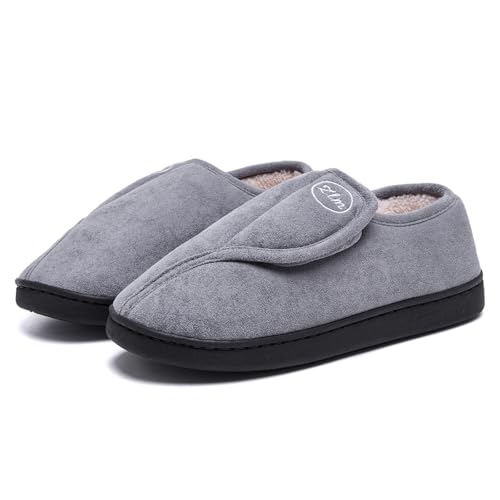 ZVJV Herren Damen Warme Hausschuhe Winter Memory Foam Plüsch Pantoffeln rutschfest Slippers Arthritis Ödem Einstellbare Bequeme Hausschuhe von ZVJV