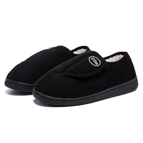 ZVJV Herren Damen Warme Hausschuhe Winter Memory Foam Plüsch Pantoffeln rutschfest Slippers Arthritis Ödem Einstellbare Bequeme Hausschuhe von ZVJV