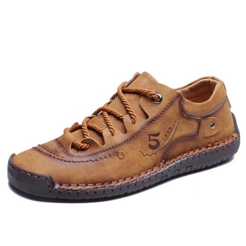 ZVJV Herren Lederschuhe Casual Sneaker Klassische Mokassins Leder Flach Freizeitschuhe Business Loafers Schuhe von ZVJV