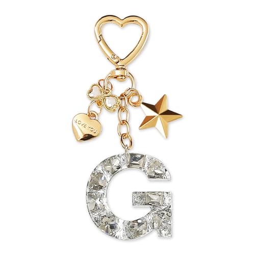 ZVRSUA Schlüsselanhänger Buchstabe,Süß Schlüsselanhänger Glitzer Strass Teenager Mädchen， Handtaschen-Anhänger，Keyring Letter Keyring with Initial，Geschenke (Silber Buchstabe G) von ZVRSUA