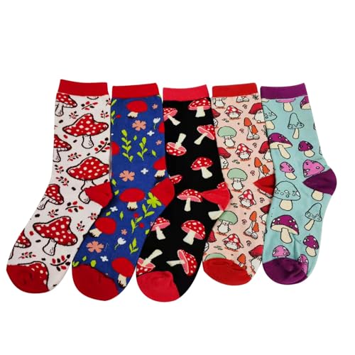 ZVUZVO 5 Paar süße Socken Set Geschenke für Damen und Herren, lustige Crew-Socken, 5 x Pilz-Geschenke, Einheitsgr��e ZVUZVO 5 Paar süße Socken Set Geschenke für Damen und Herren, lustige Crew-Socken, 5 x Pilz-Geschenke, Einheitsgr��e von ZVUZVO