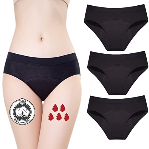 ZVZK Perioden Unterwäsche Starke blutung Damen 30ML Absorption Lecksicher perioden wärmegürtel Slips 3er Pack (XXL) von ZVZK