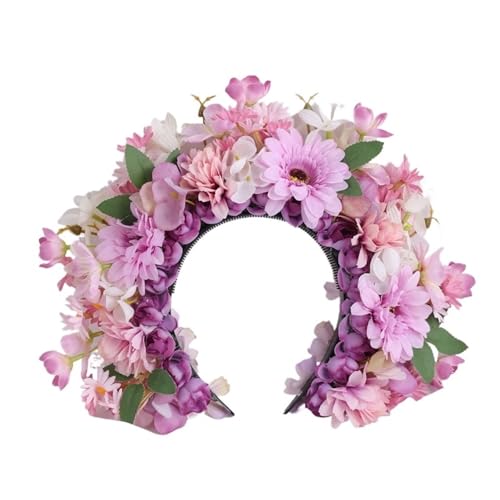 Blumenkranz Haare Blumen-Kopfbedeckung, doppelseitiges Seidenblumen-Stirnband, tägliches Zubehör, mehrfarbige Haarbekleidung(Color3) von ZWCSHUU