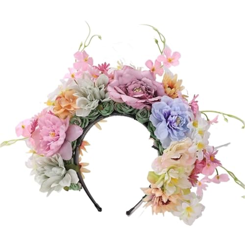Blumenkranz Haare Blumen-Kopfbedeckung, doppelseitiges Seidenblumen-Stirnband, tägliches Zubehör, mehrfarbige Haarbekleidung(Color6) von ZWCSHUU