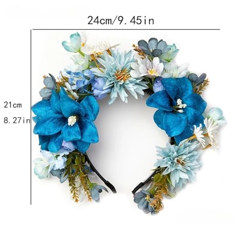 Blumenkranz Haare Blumenkranz Frauen Mädchen Rose Blumen Kopf Hoop Braut Künstliche Hochzeitsgirlande Zubehör(Color1) von ZWCSHUU