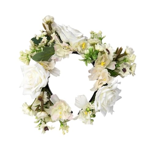 Blumenkranz Haare Blumenkranz Frauen Mädchen Rose Blumen Kopf Hoop Braut Künstliche Hochzeitsgirlande Zubehör(Color3) von ZWCSHUU
