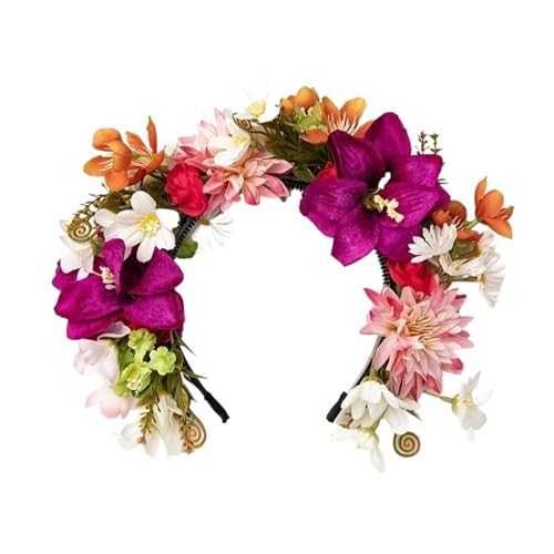 Blumenkranz Haare Blumenkranz Frauen Mädchen Rose Blumen Kopf Hoop Braut Künstliche Hochzeitsgirlande Zubehör(Color5) von ZWCSHUU
