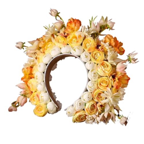 Blumenkranz Haare Braut-Seidenblumen-Stirnband, handgefertigt, dreidimensionaler großer Kranz, Ball, Kopfbedeckung, Hochzeit, Haarschmuck(Color2) von ZWCSHUU