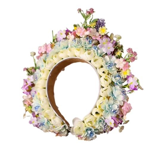 Blumenkranz Haare Bunte Blumen Prinzessin Haarnadel Blumen Stirnband Kopfschmuck for Frauen Braut Hochzeit Haarschmuck Haarbänder(Color10) von ZWCSHUU